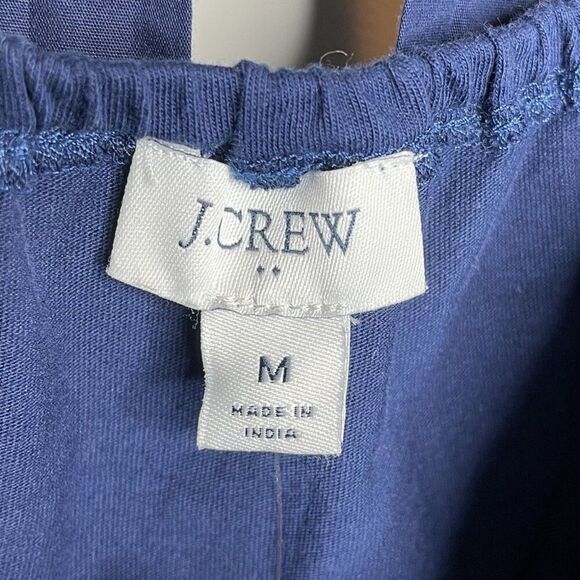 J.CREW Bow Back Top Women Medium Navy Blue 100% Cotton Loose Fit BQ131 - Picture 8 of 11